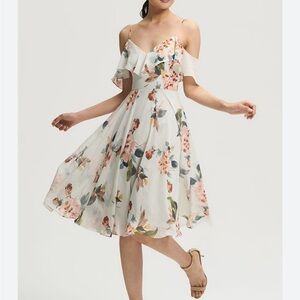 Jenny Yoo Kelli Floral Midi Dress in White and Pink 8